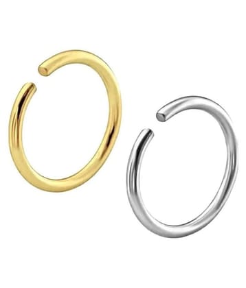 Soni jewellery Steel 8mm Pack Of 2 Pcs Clip-On Non-Pierced Nose Ring For Women And Girls  2 Pcs - Golden