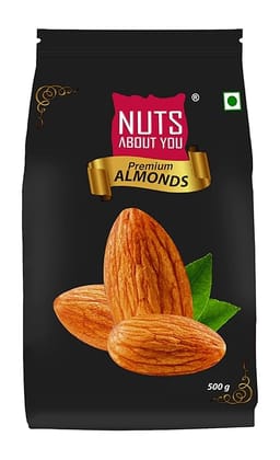 Nuts About You Premium ALMONDS, 500 g | New Crop | Premium | 100% Natural | Badam | Fresh & Crisp