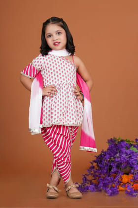 Dhoti Salwar, kurta and Duptta set-1-2Y