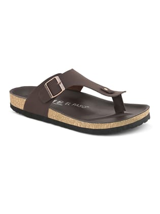 Midnight Black Leather Thong Sandal-Brown / 6