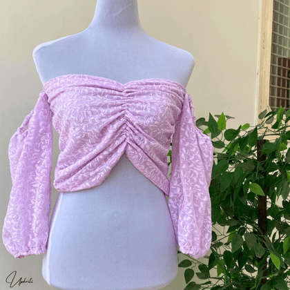 Pink Chikankari Off Shoulder Top-XXS