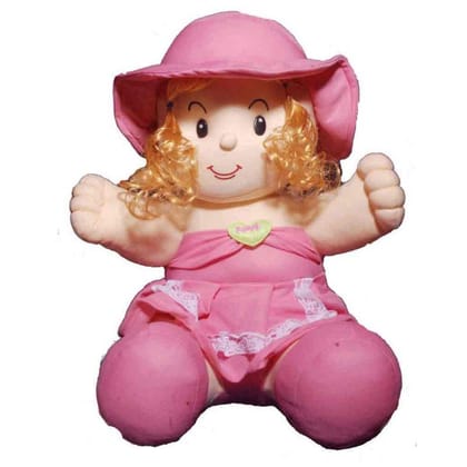 MM TOYS PLUSH SOFT SWEET DOLL 47 CM FOR GIRLS WITH GOLDEN CURLY HAIRS - 303 COLOR MAY VARY