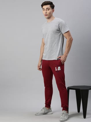 Burgandy Solid Jogger-S