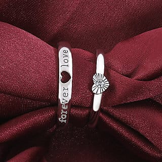 Silver Plated Adjustable Couple Rings Set for lovers Ring   for Men and Women