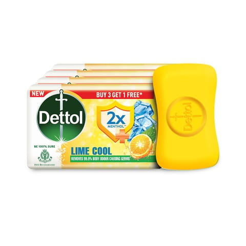 Dettol Lime Cool Bathing Soap,B3G1, 75 G, 4 Unit Pack