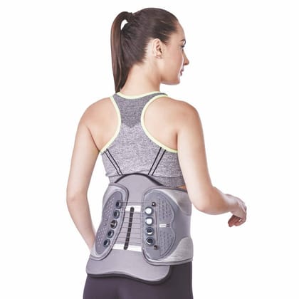 VISSCO  Flexi Lacepull LS Belt with Moulding |Provides Support to the Lower Back & Stabilize the Sacroiliac Joint (Grey)