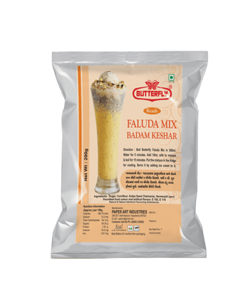 Butterfly Ready Faluda Mix (Badam Keshar Pouch) (Weight - 200g) by Butterfly Dessert Mixes and Bakery Needs.