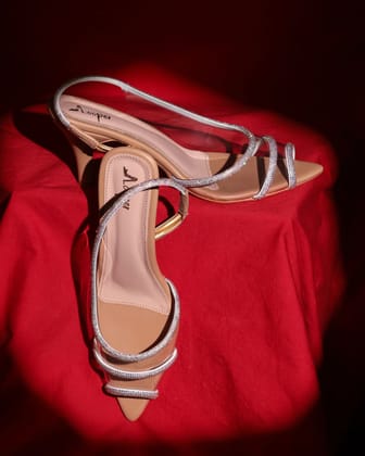 Jazzy Embellished Kitten Heels-Beige / UK3