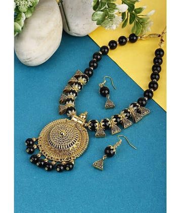 Sunhari Jewels Black Alloy Necklace Set ( Pack of 1 ) - Black