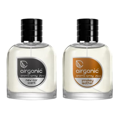 AIRGANIC Aroma Fine Spray Combo - New Car Scent & Smokey Leather Fine Spray - 25 ml each