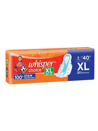 Whisper Choice XL Stain 100 Protection, 280 mm, Pack of 20 Pads