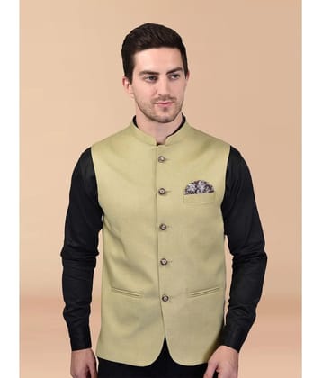 PRINTCULTR Beige Cotton Blend Mens Nehru Jacket ( Pack of 1 ) - None