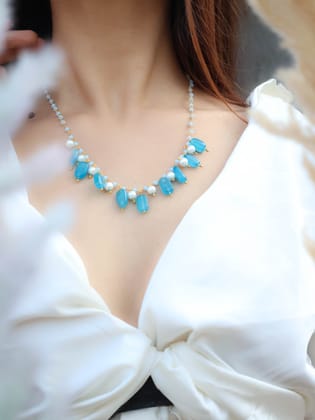 Zorah Blue String Necklace-Blue