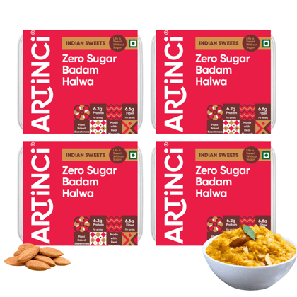 Pure Ghee Badam Halwa (Almond) | High Protein | Sugar Free, Diabetic Friendly-800g (4 X 200g)