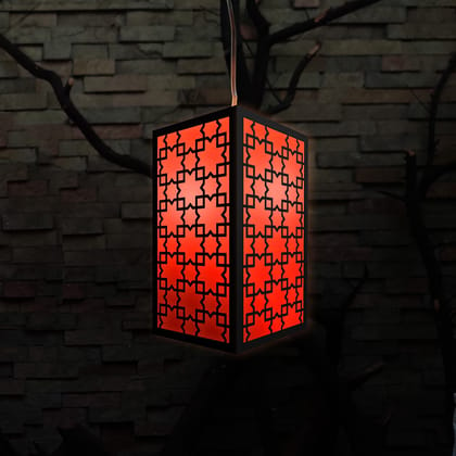 DIY Ecofriendly MDF Kandil - Jaali Pattern (Red)