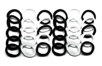 Black & White Hair Rubber Band for Women and Girls (Pack of 30)