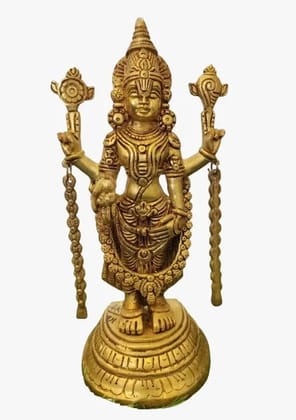 Intricately Crafted Brass Statue of Lord Vishnu