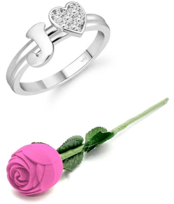 Valentine Initial  J  Letter with heart ring alphabet for women and Girls - None