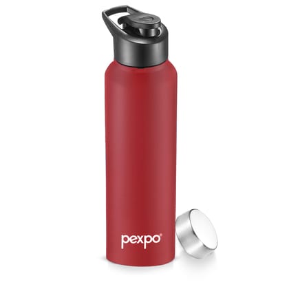 PEXPO Stainless Steel Sports/Fridge Water Bottle, 1000 ml, Crimson Red, Chromo Xtreme with Sipper & Steel Cap | Eco-Friendly & Leak-Proof Water Bottle