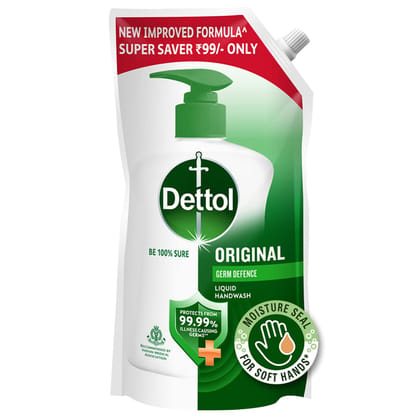 Dettol Liquid Handwash Refill - Original Hand Wash, Germ Defence Formula, 10X Better Germ Protection, 675Ml