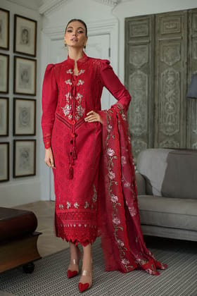 Sobia Nazir Luxury Lawn 2024 | Red Suit-Set-Stitched / L
