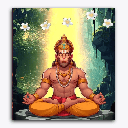 Meditating Hanuman-Without Frame / 18x20 inch / 24 Palette