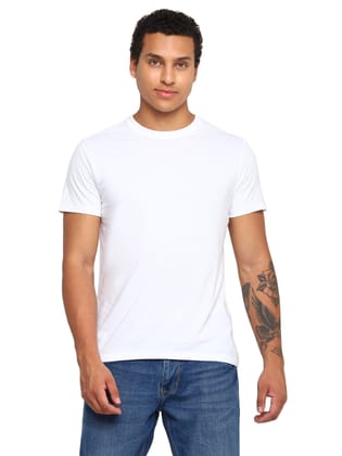 100% Cotton Round Neck T-Shirt for Men Regular Fit - White-M / White