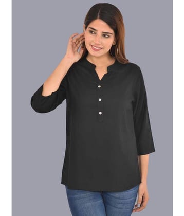 FABISHO Black Rayon Women's Shirt Style Top ( Pack of 1 ) - None