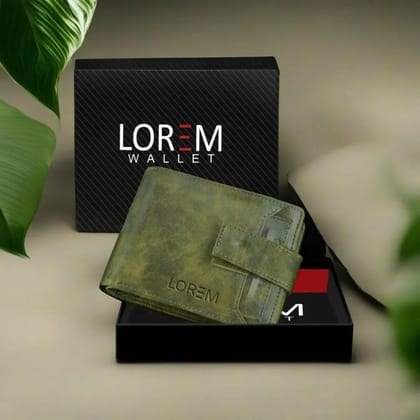 Lorem Green Removable Card Slot Bi-Fold Faux Leather 7 ATM Slots Wallet for Men