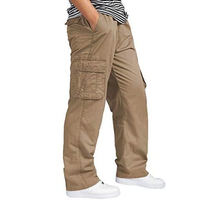 Romano nx Cotton Cargo Track Pant for Men- Lower with Multi-Pockets & Side Zipper Pockets-28 Waist (in Inches)