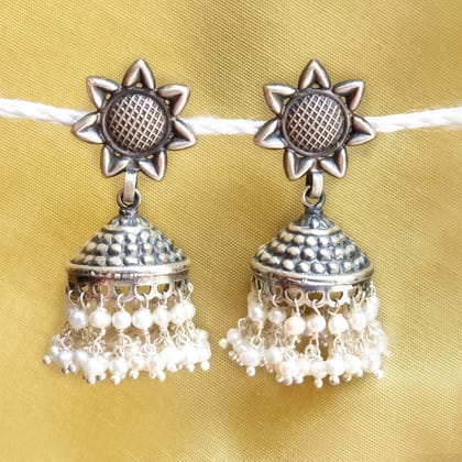 925 Silver Star Top With Pearl Jhumki