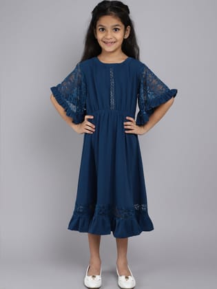 Half Sleeve Dress with Navy Blue Color for kids-7-8 Yr / Navy / Cotton