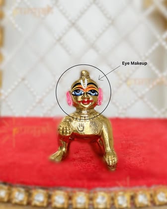 Heavy Solid Pure Brass Laddu Gopal Ji Idol from Vrindavan (5.25 inch)-6(5.25 inches Height) -Only Idol / Eyes Makeup
