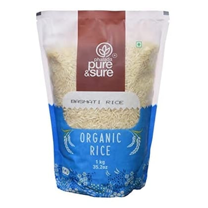 Pure & Sure Organic Basmati Rice | Instant Boost of Energy | Rich in Fiber, Good for Diabetic People, Helps Lower Blood Pressure | Healthy & Wholesome Basmati Rice 1 kg Packet