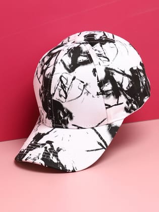 Black & White Tie-Dye Textured Baseball Cap-Cap