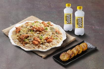 Hyderabadi Chicken Dum Biryani With Kebab & Beverage Combo