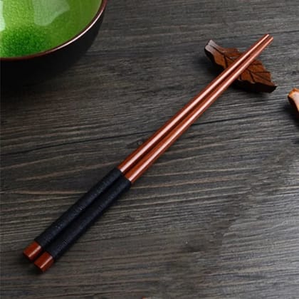 Handmade Japanese Natural Chestnut Wood Sushi Chopsticks-Black line Dark / 22.5cm