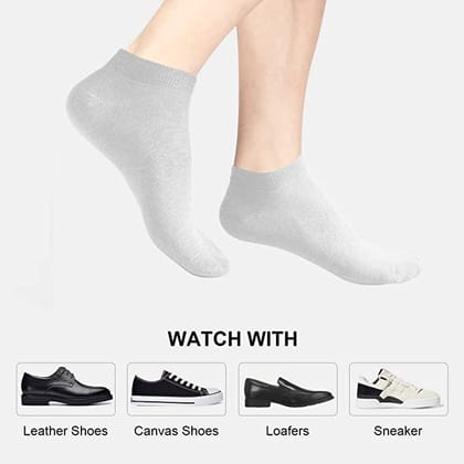 HAYBERG Premium Cotton Plain Ankle Socks for Men's and Women's (Pack of 4)