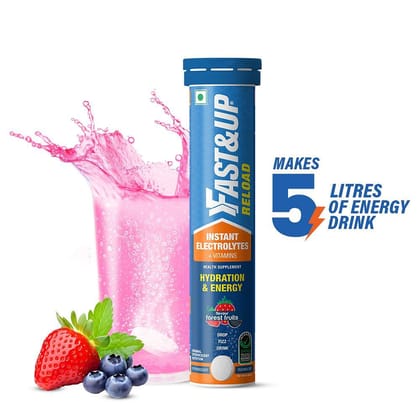 Fast  Up Reload Electrolytes For Hydration With Instant Energy Formula-Effervescent Tablets Energy Drink 20 Forest Fruit Flavored-Fast & Up Reload Electrolytes For Hydration With Instant Energy F