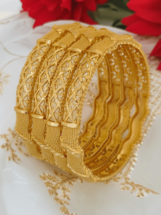 Jewels Kafe Gold Plated Bangle Set of 4-2.4