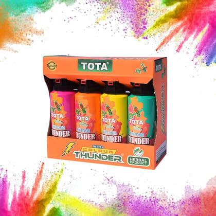 Tota Natural and Herbal Mini Thunder Plus Holi Gulal Colors for Celebration, Photoshoots, Festivals- Pack of 4-Pack Of 4