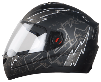 Steelbird SBA-1 R2K Live ISI Certified Full Face Graphic Helmet for Men and Women (Matt Black Grey with Clear  Visor)-Medium 580 MM