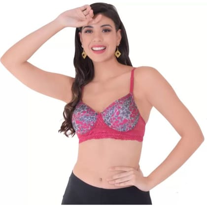 Gracewell Cotton Blend Printed Maroon Designer Wireless Padded Bra (44B)