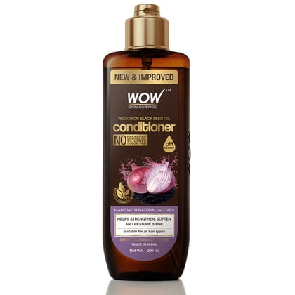 Wow Skin Science Red Onion Black Seed Oil Hair Conditioner 200 ml | Free from Parabens, Mineral Oil, Silicones, Color, PEG