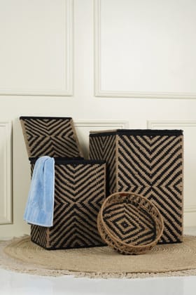 Sirohi The Black Current - Combo Of Kids And Adult Laundry Baskets And Tray (3 Products)