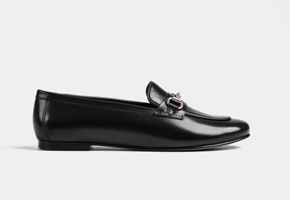 Lucio Black Leather Women Loafers-EU 36/UK 3