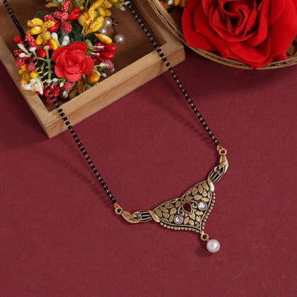 White Color Mangalsutra (MS293WHT)-Length: 44.00 CM x Width: 0.20 CM / White / Alloy With Good Quality Gold Plated