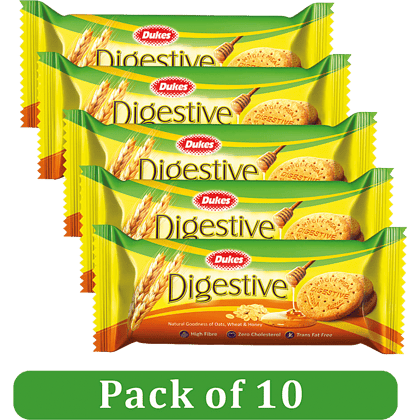 Dukes Digestive Biscuit With Oats, Wheat & Honey - Rich In Fibre, Zero Cholesterol, 100 g (Pack of 10)