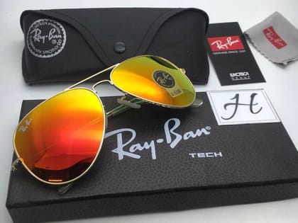 RB Ray-Ban New Stylish Orange & Gold 3026 Wayfarer Master Pcs Sunglass For Unisex