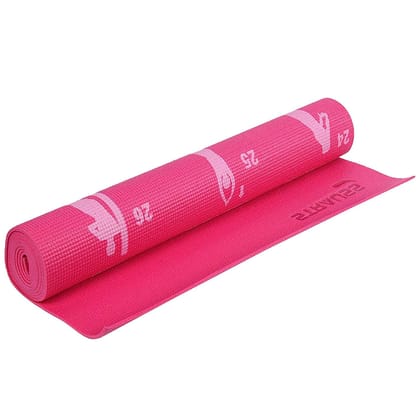 Strauss Eco-Friendly Yoga Mat with Carry Bag  Anti-Slip Exercise Mat with Poses Printed  Ideal for Home  Gym Workouts  4mm Thick Pink-Strauss Eco-Friendly Yoga Mat with Carry Bag | Anti-Slip Exer